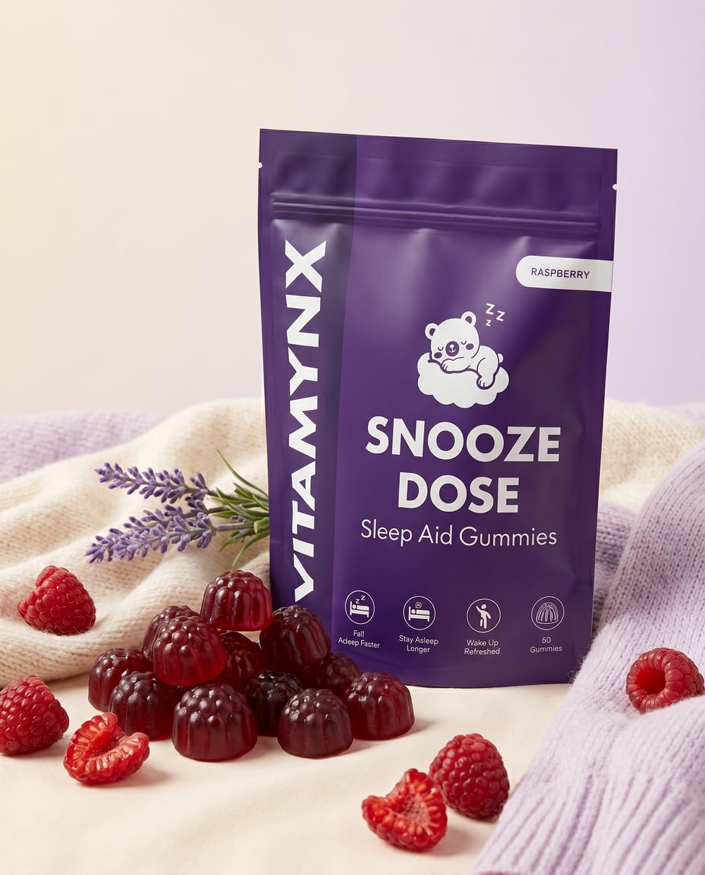 Vitamynx Snooze Dose styled with fresh fruit