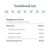 Nutritional info and supplement facts, per 2 capsules