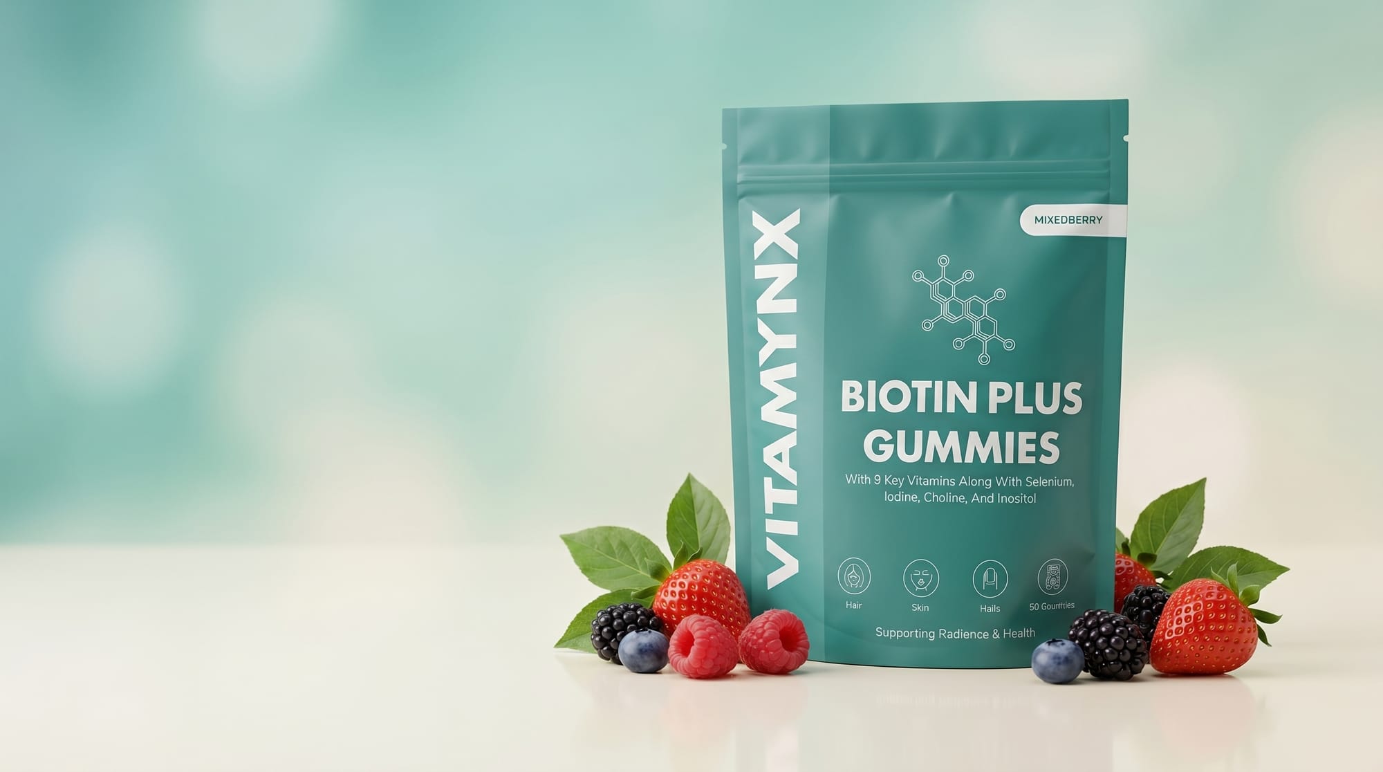 Vitamynx Biotin Plus hair, skin and nails gummies